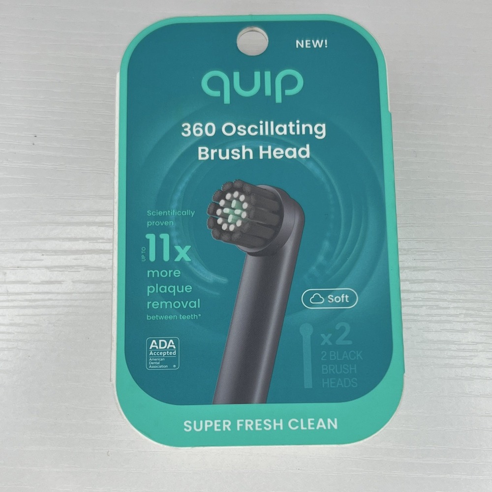 quip 360 Oscillating Replacement Brush Heads Soft Bristles Black 2 Pack